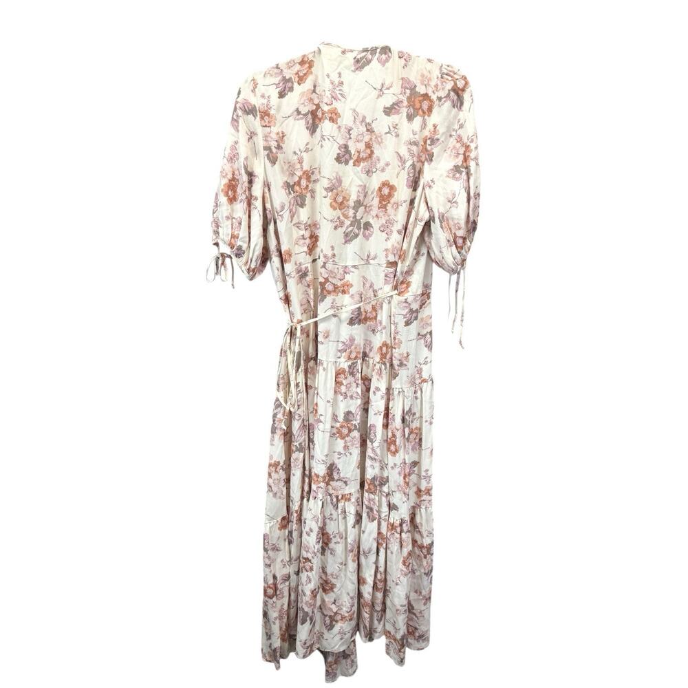 Christy Dawn Augusta Wrap Dress Floral Cream Pink Midi Sustainable XL - Picture 6 of 11